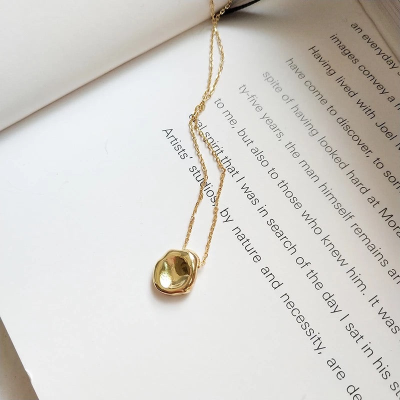 gold hammered coin necklace 