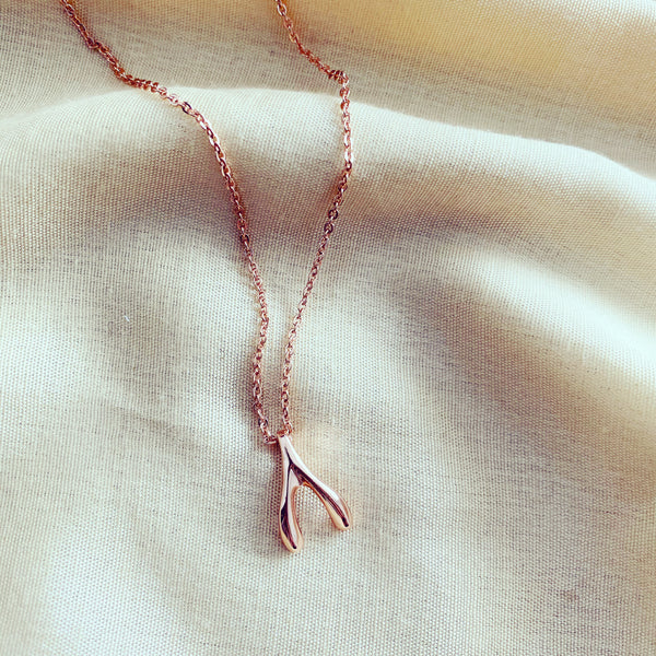 Rose Gold Necklace on fabric