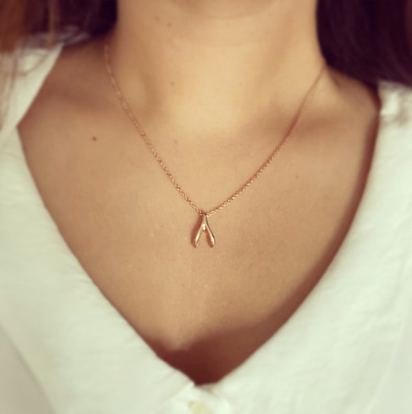 Rose Gold Wishbone Necklace